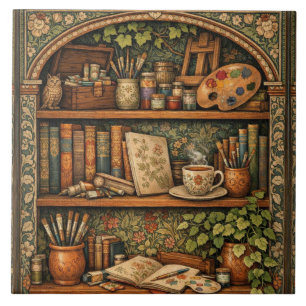 Carreau Étagère à livres cosy livres fournitures d'artiste