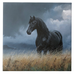 Carreau Étalon Frison Noir Paysage Dramatique