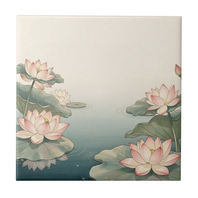 Carreau Étang de fleurs de lotus roses Sérénité zen  (Devant)