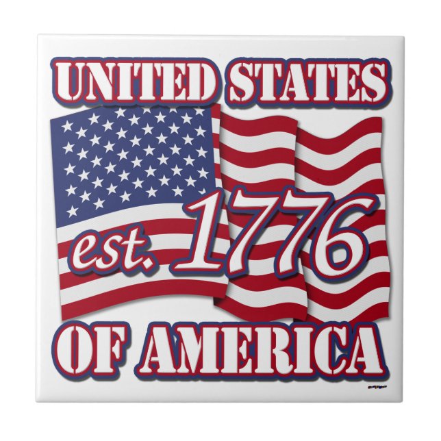 Carreau États-Unis d'Amérique est 1776 avec drapeau des Ét (Devant)