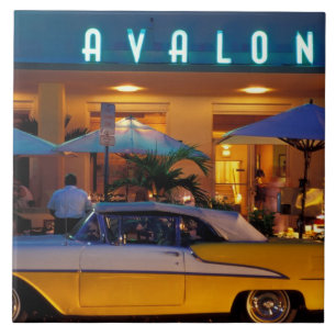 Carreau États-Unis, Floride, Miami, South Beach la nuit.