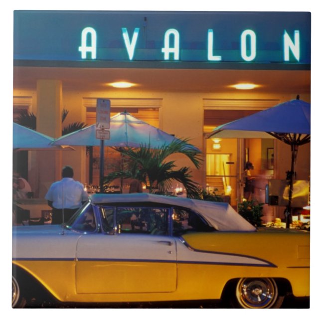 Carreau États-Unis, Floride, Miami, South Beach la nuit. (Devant)