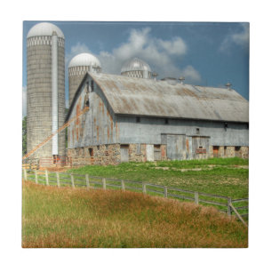 Carreau États-Unis, grange et silo du Minnesota
