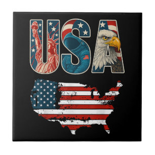 Carreau Etats-Unis Patriotique 4 juillet Amérique Drapeau