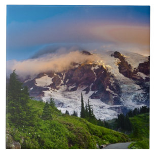 Carreau États-Unis, Washington, Mt. Rainier. Soleil du mat