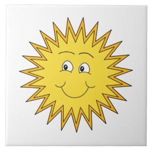 Carreau Été jaune Sun avec un visage heureux