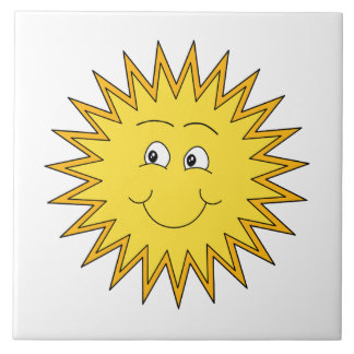 Carreau Été jaune Sun avec un visage heureux