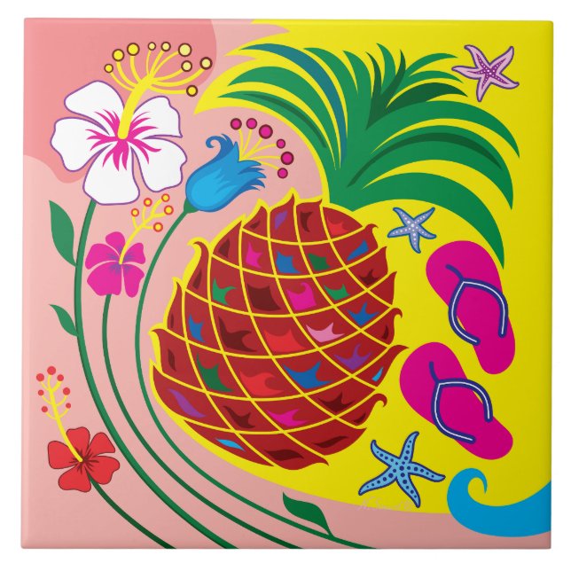 Carreau Été Tropical à l'Ananas (Devant)