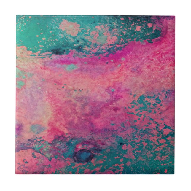 Carreau “Ethereal Vellum” – Pink Teal Blue Abstract    (Devant)