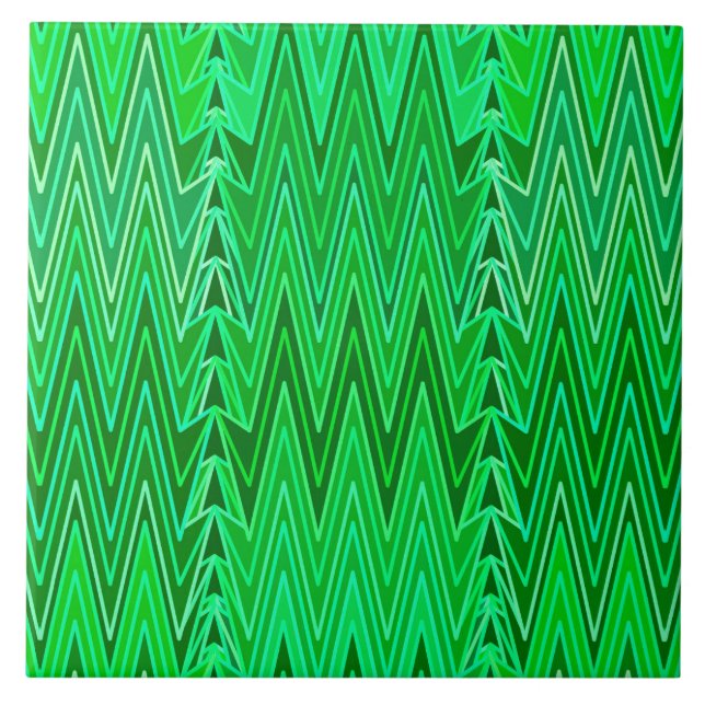 Carreau Ethnic Chevron Damask, Emerald et Lime Green (Devant)
