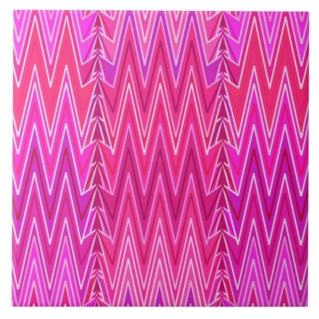 Carreau Ethnic Chevron Damask, Purple et Fuchsia Pink (Devant)