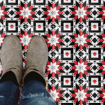 Carreau Ethnic Folho rouge noir blanc Motif géométrique<br><div class="desc">Décor moderne abstrait de tuiles décoratives avec des formes géométriques en rouge,  noir et blanc.</div>