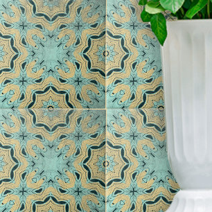 Carreau Ethnic Turquoise noir Détails géométriques pointil
