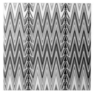 Carreau Ethnique Chevron Damask, gris, noir et blanc