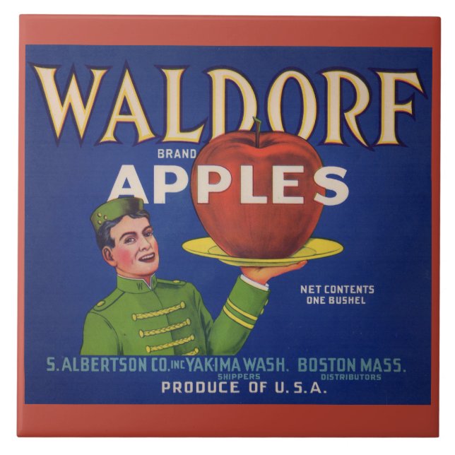 Carreau étiquette de caisse des pommes Waldorf 1920 (Devant)
