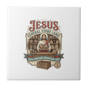 Carreau étiquette de magasin général Jésus Magasin général