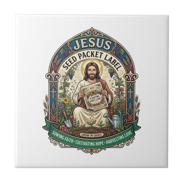 Carreau étiquette de paquet de graines de Jésus étiquette  (Devant)