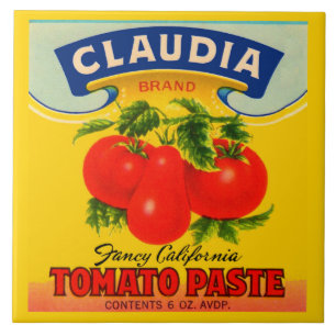 Carreau étiquette de pâte de tomate Claudia des années 193