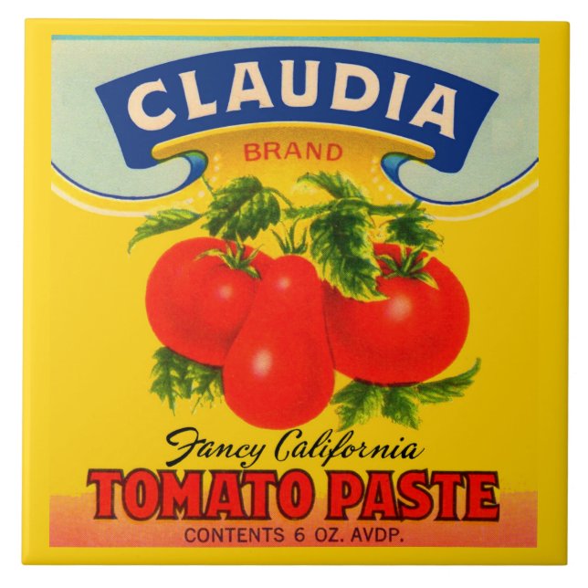 Carreau étiquette de pâte de tomate Claudia des années 193 (Devant)