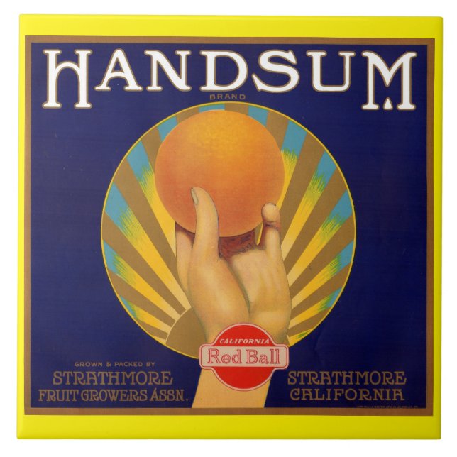 Carreau étiquette orange Handsum de caisse des années 1930 (Devant)