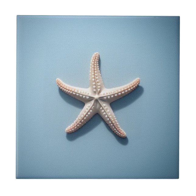 Carreau Étoile de mer exotique avec fond bleu noir (Devant)