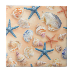 Carreau Étoile de mer réaliste coquillage sable pêche plag