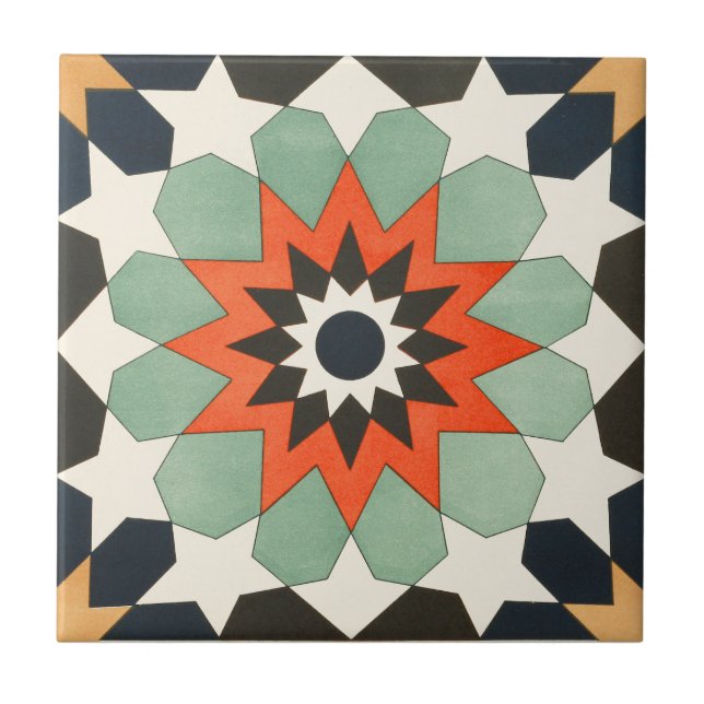 Carreau Étoile en céramique ornementale d'art du cru 1884 (Devant)