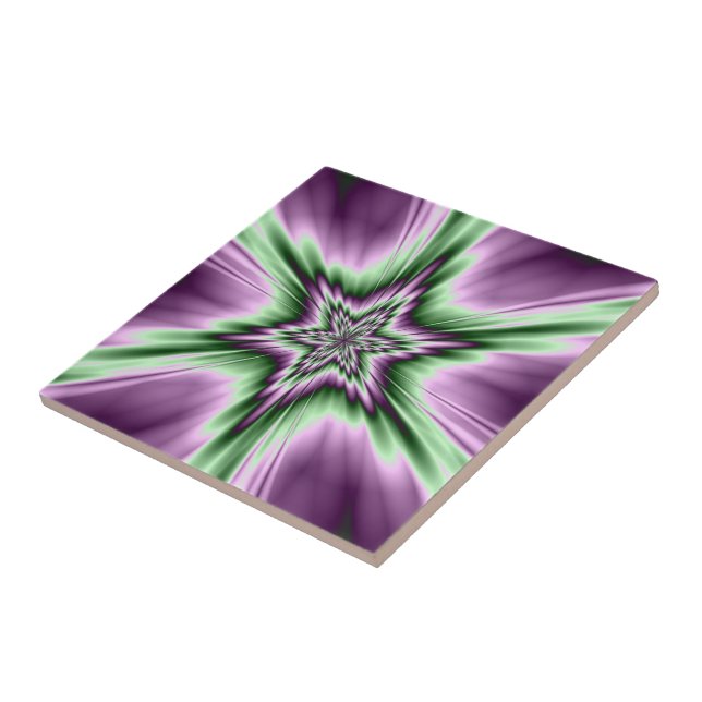 Carreau Étoile en tuiles violet et verte (Côté)
