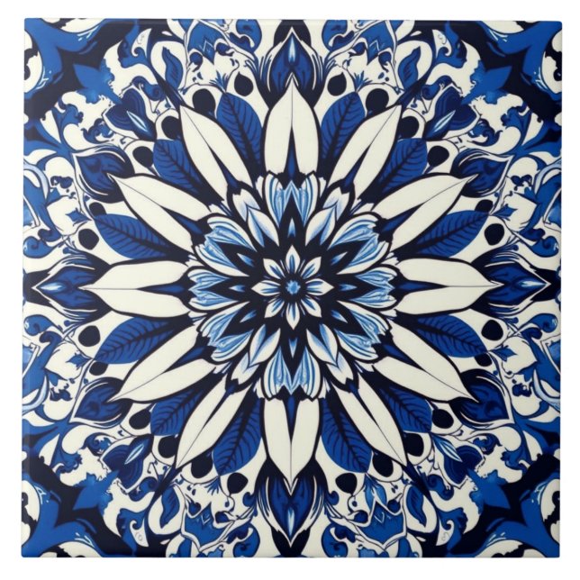 carreau étoile florale indigo (Devant)