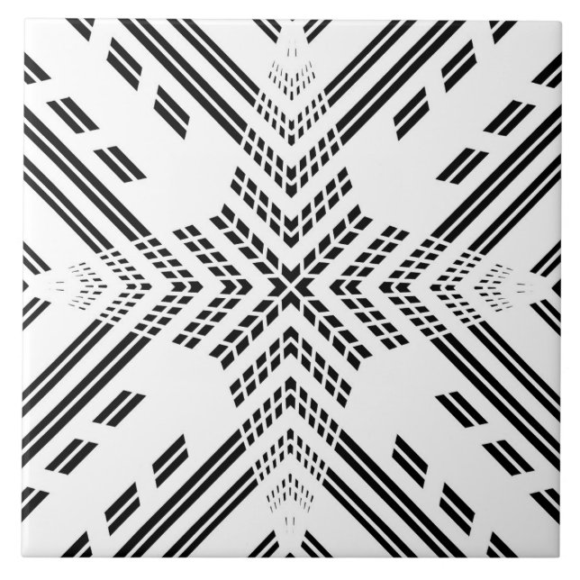 Carreau Étoile géométrique noire et blanche (Devant)
