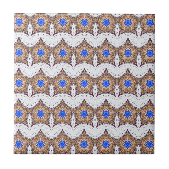 Carreau étoiles bleues marocaines et tuile blanche de (Devant)