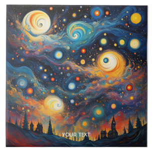 Carreau Étoiles de la planète spirale mignonne Imaginaire