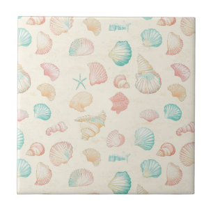 Carreau Étoiles de mer coquilles pastel bleu pêche côtière