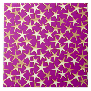 Carreau étoiles d'or sur améthyste violet