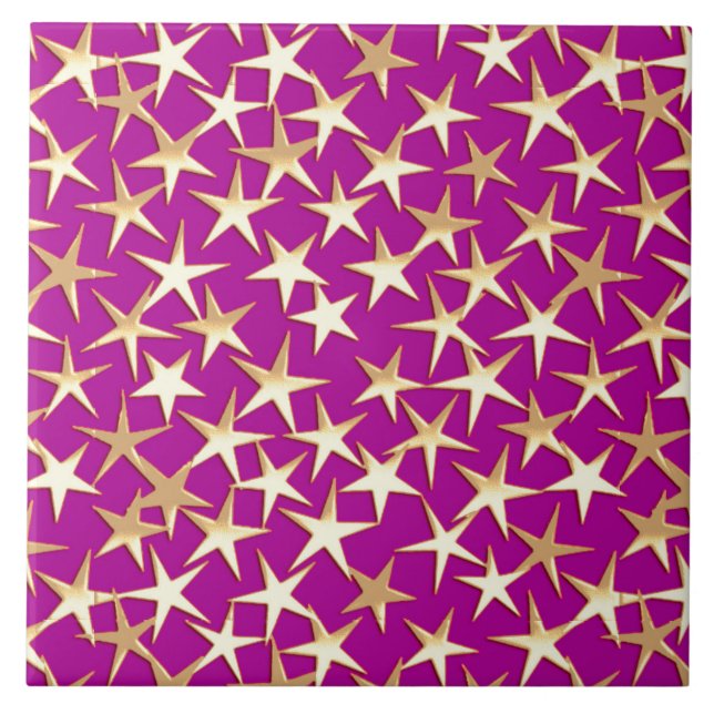 Carreau étoiles d'or sur améthyste violet (Devant)