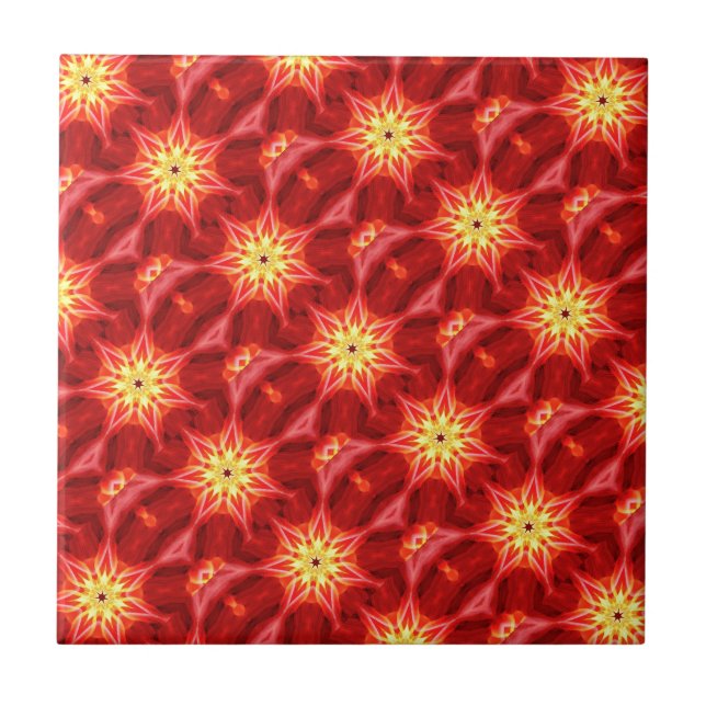 Carreau étoiles d'or sur carrelage rouge (Devant)