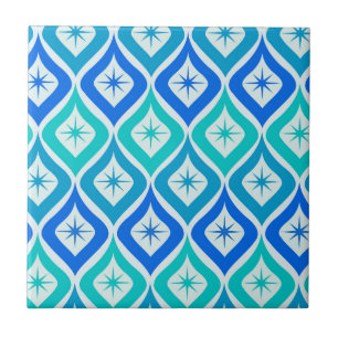 Carreau Étoiles du milieu du siècle sur ogee turquoise ble