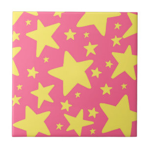 Carreau Etoiles géométriques rose jaune Motif