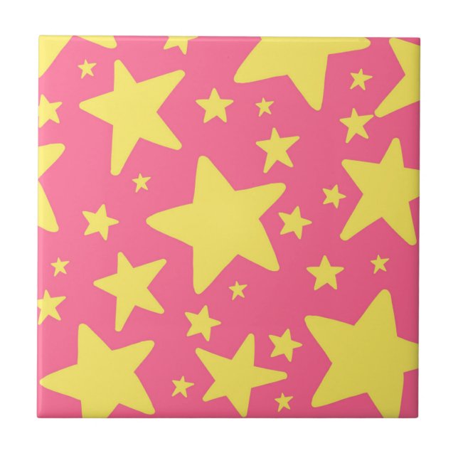 Carreau Etoiles géométriques rose jaune Motif (Devant)