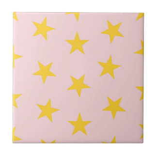Carreau Etoiles géométriques rose jaune Motif