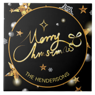 Carreau Étoiles métalliques noires de luxe personnalisées