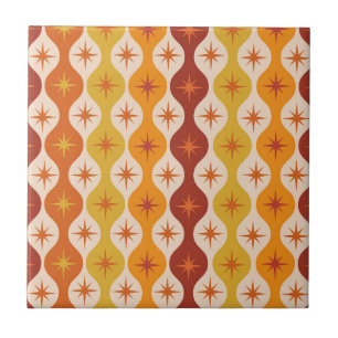 Carreau Étoiles Mod Orange Milieu de Siècle sur motif ogee