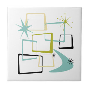 Carreau Étoiles rétro de l'ère atomique Boomerang milieu d