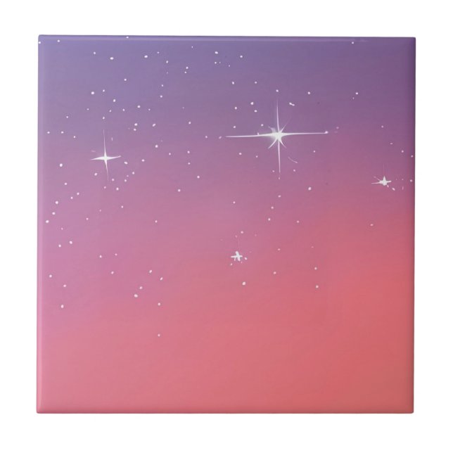 Carreau Étoiles Twilight Coucher de soleil rose violet Omb (Devant)