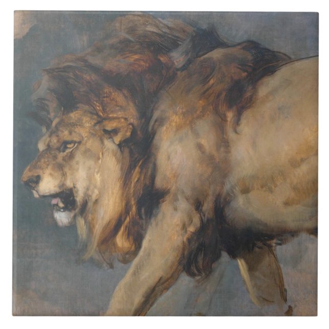 Carreau Étude d'un Lion (par Edwin Henry Landseer) (Devant)