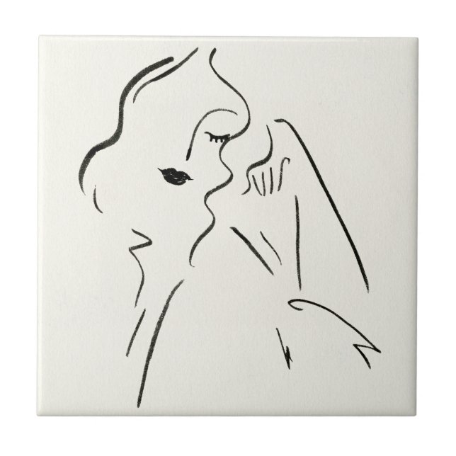 Carreau Étude simple - Croquis d'une dame (Devant)