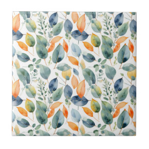 Carreau Eucalyptus Plante Vert Orange 350 Aquarelle