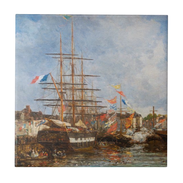Carreau Eugene Boudin - Fête dans le bassin d'Honfleur (Devant)