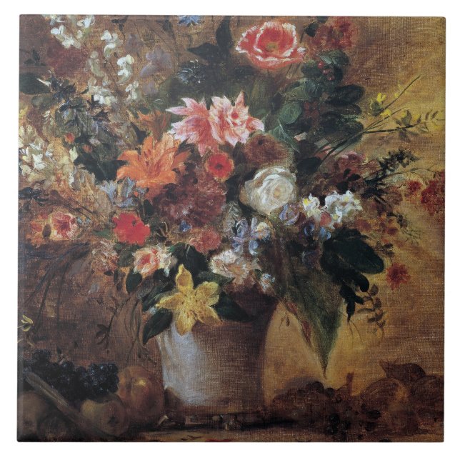Carreau Eugene Delacroix Bouquet Vintage de fleurs (Devant)