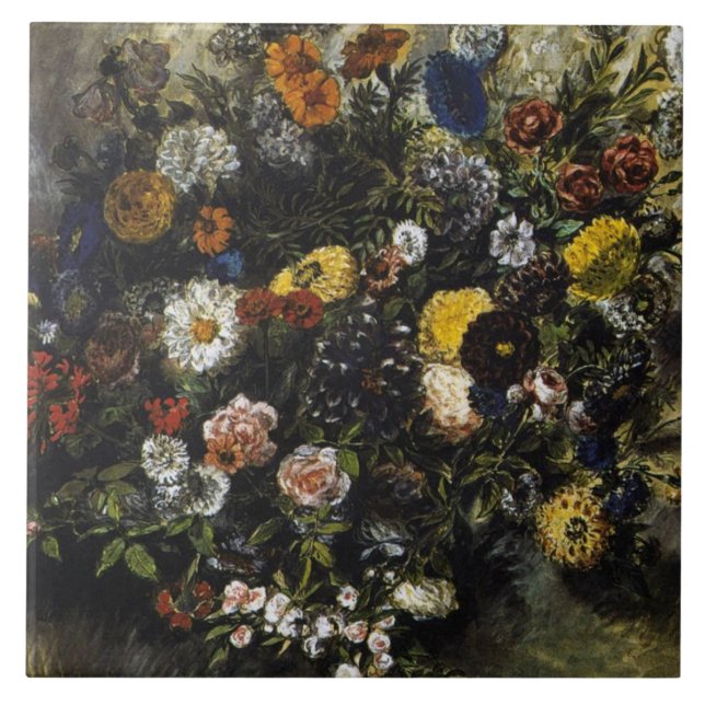 Carreau Eugene Delacroix Bouquet Vintage de fleurs (Devant)